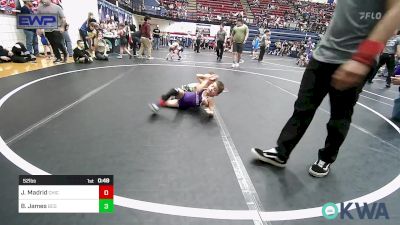 52 lbs Quarterfinal - Jaxxe Madrid, Chickasha Youth Wrestling vs Baker James, Blaine County Grapplers