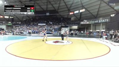 Girls 2A 110 lbs Champ. Round 2 - Legacy Lundberg, Orting (Girls) vs Kailey Balajadia, Bremerton (Girls)