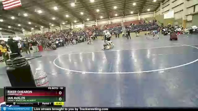 92 lbs Semifinal - Riker Ohearon, Champions WC vs Ian Avalos, Legacy ...