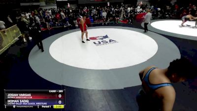 285 lbs 5th Place Match - Josiah Vargas, Patriot Wrestling Club vs Homan Sadiq, Castro Valley High School Wrestling