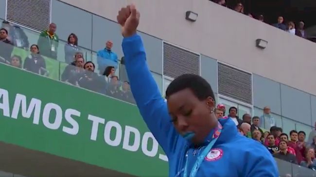 With Fist Raised Gwen Berry S Protest Echoes Past And Present Flotrack