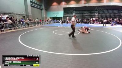 120 lbs Champ. Round 2 - Merrick Blackston, Centennial (Corona) vs Hayden Cornell, Burns