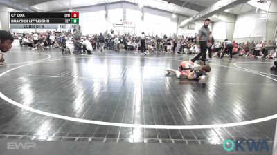 55 lbs Consi Of 4 - Cy Cox, Coweta Tiger Wrestling vs Brayden Littlejohn, Tulsa Blue T Panthers
