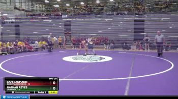 113 lbs Semis & 1st Wrestleback (8 Team) - Cam Baumann, Evansville Mater Dei vs Nathan Reyes, Cathedral