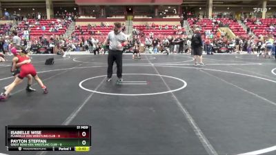 70 lbs 1st Place Match - Isabelle Wise, Plainville Kids Wrestling Club vs Payton Steffan, Great Bend Kids Wrestling Club