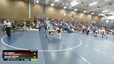 108 lbs Cons. Semi - Braken Hester, Box Elder Stingers vs Jet Abbott, Champions Wrestling Club