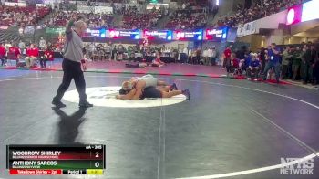 AA - 205 lbs Quarterfinal - Anthony Sarcos, Billings Skyview vs Woodrow Shirley, Billings Senior High School