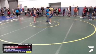 110 lbs Round 2 - K`yonce Tsosie, Bethel Freestyle Wrestling Club vs Madison Cottrell, Pioneer Grappling Academy