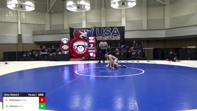 14U Boys - 75 lbs Cons. Round 2 - Nathan Nelson, MN Elite Wrestling Club vs Crosby Mathews, Black Fox Wrestling Academy