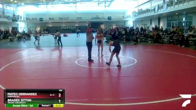 141 lbs Prelim - Mateo Hernandez, Marymount vs Braden Sitton, Wilkes University