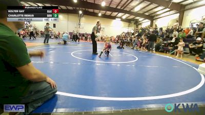 43 lbs 3rd Place - Kolter Gay, Blackwell Wrestling Club vs Charlotte Remus, Barnsdall Youth Wrestling