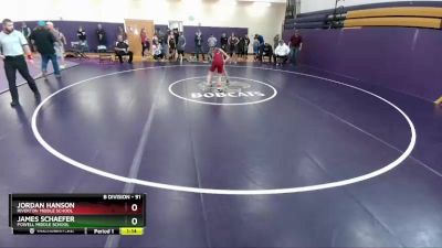 91 lbs Semifinal - James Schaefer, Powell Middle School vs Jordan Hanson, Riverton Middle School