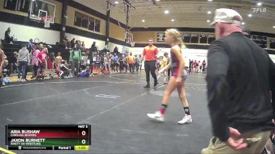 70 lbs Cons. Semi - Aria Bushaw, Carolina Reapers vs Jaxon Burnett, Ninety Six Wrestling