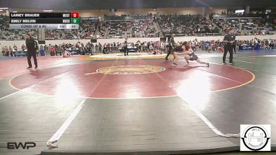 130 lbs Consi Of 8 #2 - Lainey Brauer, Mustang Middle School vs Emily Melvin, Woodward