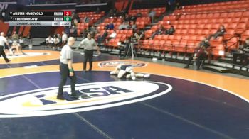 2A 144 lbs Champ. Round 1 - Tyler Barlow, Bloomington (H.S.) vs Austin Hagevold, Woodstock (Marian)