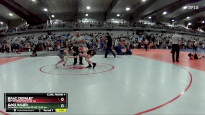 90 lbs Cons. Round 4 - Gage Bauer, Savannah Youth Wrestling Club-AA vs Isaac Crowley, Repmo Wrestling Club-AA
