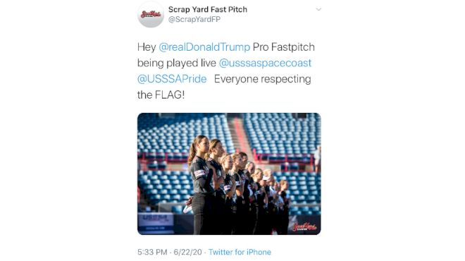 Softball Community Rises Up Against Scrap Yard Fast Pitch Tweet