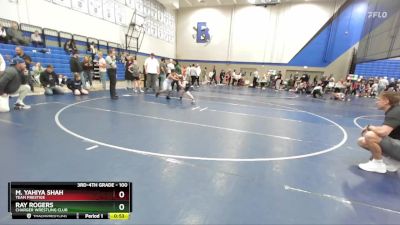 100 lbs Quarterfinal - Ray Rogers, Charger Wrestling Club vs M. Yahiya Shah, Team Prestige