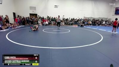 86-88 lbs Round 1 - Cord Smith, Glenrock Intermediate Middle School vs Zayden Hatfield-Norsworthy, Centennial Middle School