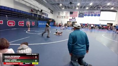 53 lbs Champ. Round 1 - Kholt Lopez, Shoshoni Sharp Shooters vs Hayes Peterson, Casper Wrestling Club