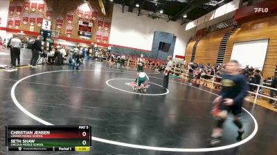 100 lbs Champ. Round 1 - Christian Jensen, Lander Middle School vs Seth Shaw, Lincoln Middle School