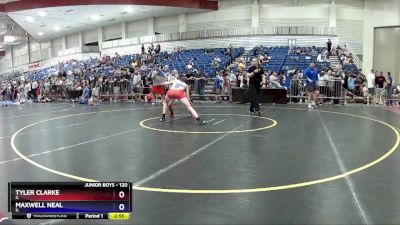 120 lbs Cons. Round 2 - Tyler Clarke, IL vs Maxwell Neal, IL