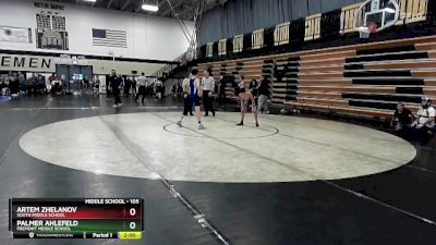 105 lbs Cons. Round 2 - Palmer Ahlefeld, Fremont Middle School vs Artem Zhelanov, South Middle School