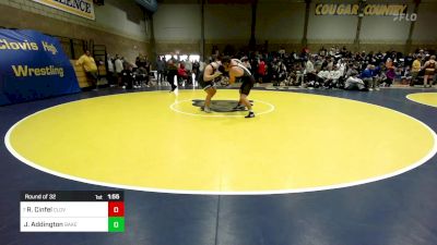 218 lbs Round Of 32 - Ross Cinfel, Clovis North vs Jesse Addington, Bakersfield