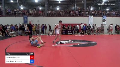 74 kg Round Of 32 - Benjamin Durocher, Ranger Wrestling Club vs Keegan Rothrock, Brown Regional Training Center