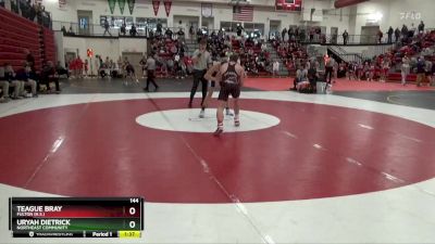 144 lbs Quarterfinal - Uryah Dietrick, Northeast Community vs Teague Bray, Fulton (H.S.)