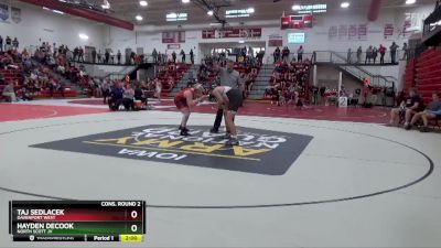 215 lbs Cons. Round 2 - Taj Sedlacek, Davenport West vs Hayden DeCook, North Scott JV