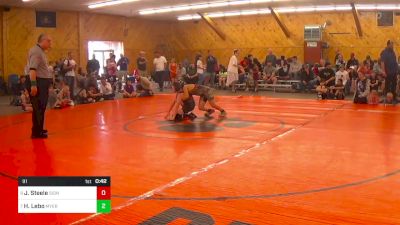 91 lbs Round Of 16 - Justice Steele, Sidney Center vs Hunter Lebo, Myerstown