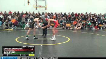 DIVISION 1 lbs Round 2 - Evan Sander, Wapsie Valley vs Jamison Zweibahmer, South Winneshiek