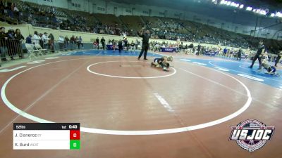 52 lbs Consi Of 8 #2 - Jax Cisneroz, BullTrained vs Kol Burd, Weatherford Youth Wrestling