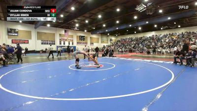 157 Boys Cons. Round 5 - Julian Cordova, Southwest (EC) vs Dyllan Irmen, Rancho Bernardo
