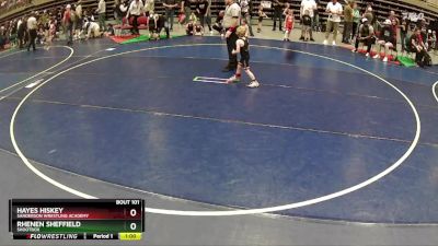 42 lbs Quarterfinal - Hayes Hiskey, Sanderson Wrestling Academy vs Rhenen Sheffield, Shootbox