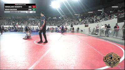 49 lbs Round Of 32 - Wrenland Roberts, Wesley Wrestling Club vs Noah Backus, Newkirk Takedown Club