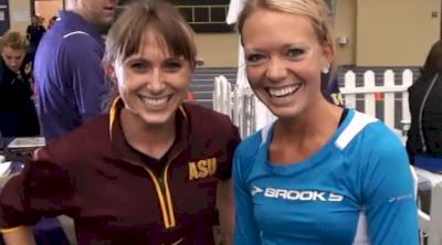Sisters Shelby Houlihan and Shayla Houlihan after the mile at the 2012 Flotrack Husky Classic