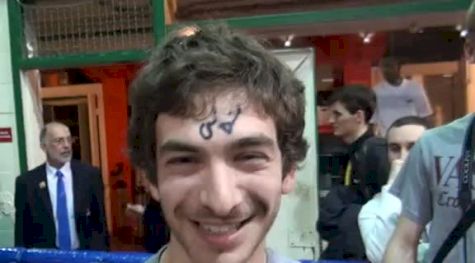 Vassar fan with Chris Derrick forehead signature at Millrose Games 2012