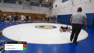 130 lbs 1st Place Match - Aiden Khorramdel, Wright WA vs Javian Palomino, The Snake Pit