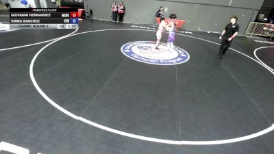 85+ lbs Champ. Round 2 - Giovanni Hernandez, Manteca Cobras Wrestling Club vs Emma Sanchez, Cougar Youth Wrestling