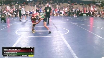 90 lbs Cons. Round 3 - Phoenix Russo, Eagles Wrestling Club vs Brixton Archuleta, Sunkist Kids Monster Garage