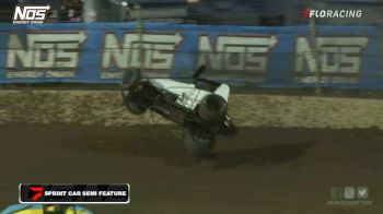Brad Greenup Crashes Hard During Sprint Car Semi At Kokomo