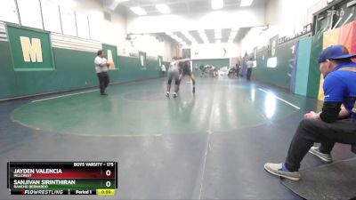 175 lbs Cons. Round 3 - Sanjivan Sirinthiran, Rancho Bernardo vs Jayden Valencia, Hillcrest