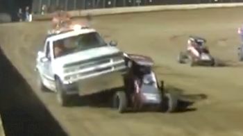 Push Truck Runs Over Brett Becker's POWRi Midget