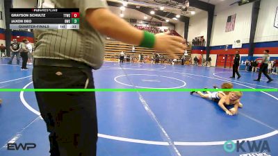 67 lbs Quarterfinal - Grayson Schultz, Team Tulsa Wrestling Club vs Jaxon Deo, Berryhill Wrestling Club