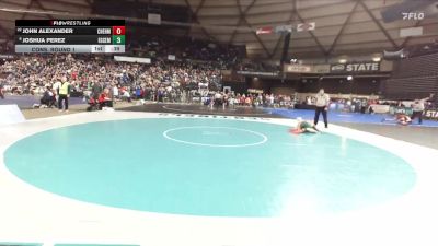 Boys 2A 120 lbs Cons. Round 1 - John Alexander, W. F. West vs Joshua Perez, Evergreen (Seattle)