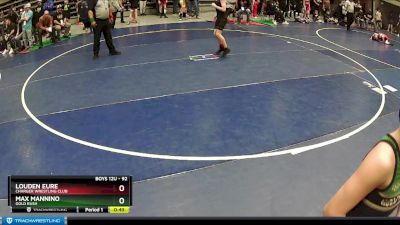 92 lbs Quarterfinal - Max Mannino, Gold Rush vs Louden Eure, Charger Wrestling Club