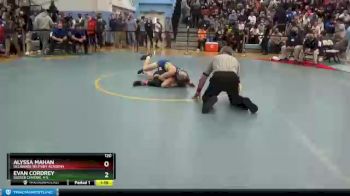 120 lbs Champ. Round 1 - Evan Cordrey, Sussex Central H S vs Alyssa Mahan, Delaware Military Academy