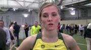 Brianne Theisen after running 400m and 60 hurdles at 2012 MPSF Indoor Championships